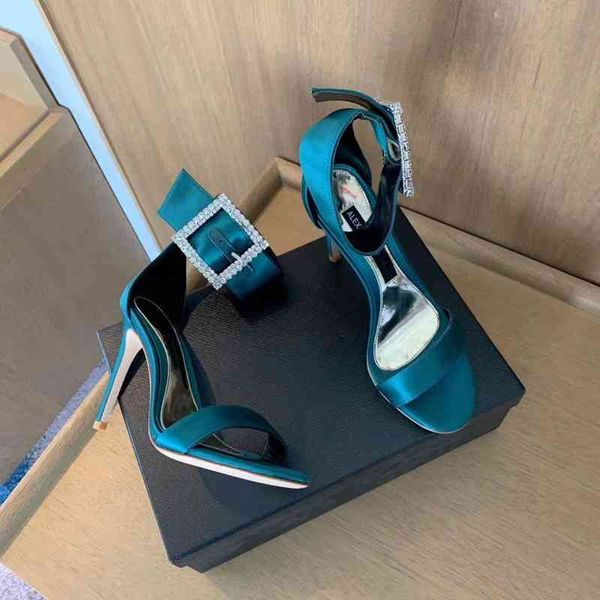 

women's high-heeled silk sandals sandals ankle strap open end summer series, Black