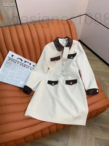 

casual dresses designer g2022 spring new leopard stitching slim long sleeved dress ehcw, Black;gray