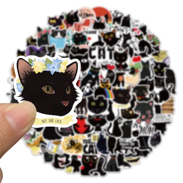 

100pcs/pack skateboard stickers graffiti black cat for car lapipad bicycle motorcycle helmet guitar ps4 phone fridge decals pvc water bottle