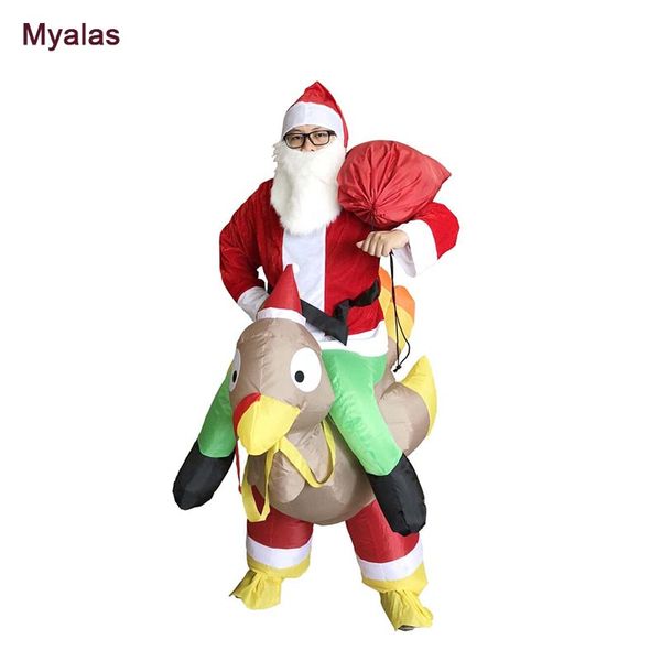 

mascot doll costume santa claus ride on turkey inflatable costume christmas costumes inflatable santa father jumpsuit blow up costume, Red;yellow