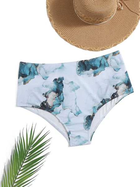 

plus marble print bikini bottom 23xh#, Black