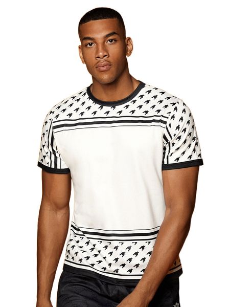 

men striped print tee k20v#, White;black