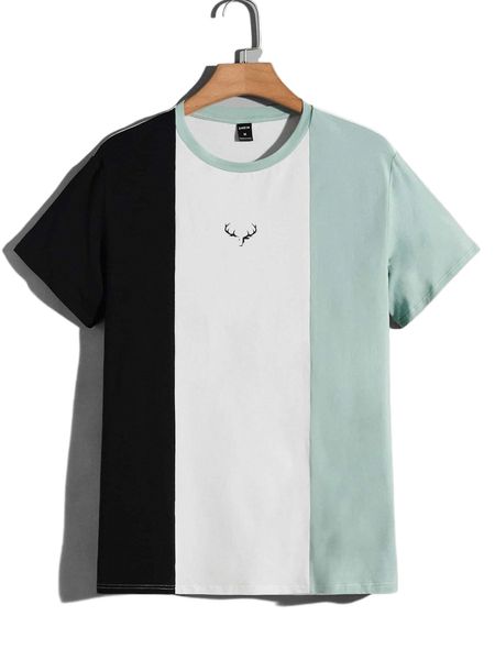 

men colorblock animal print tee j78i#, White;black