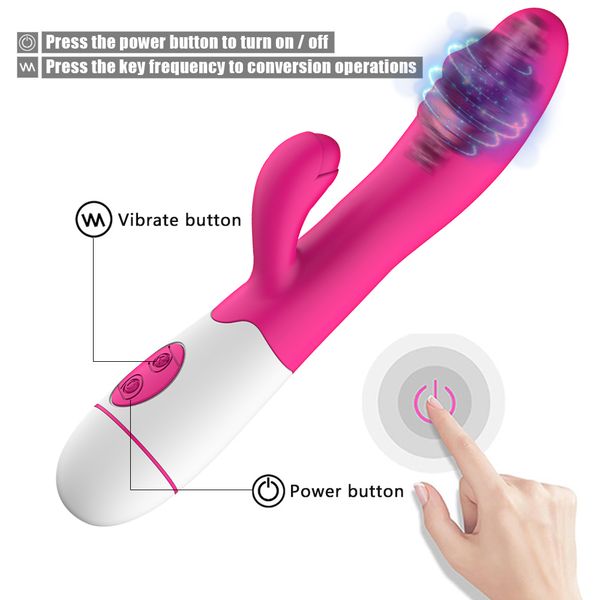 IKOKY Kaninchen Vibrator Klitoris Simulator Weibliche Masturbator Dual Dildo Vibration Vaginal G-Spot Massager sexy Spielzeug Für Frau
