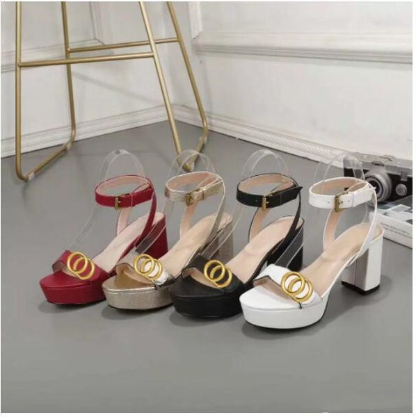 

2designer women sandals party fashion 100% leather dance shoe new heels super 8cm lady wedding metal belt buckle high heel woman shoes large, Black