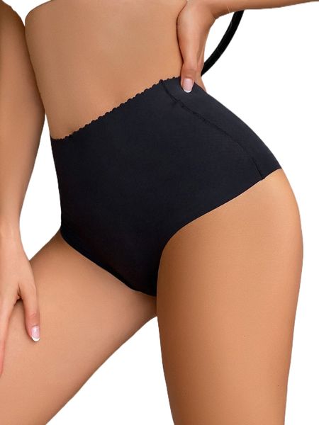 

scallop trim shapewear panty p1lr#, Black;red