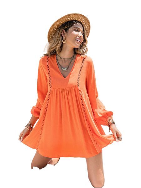 

rusttydustty guipure lace insert v neck dress r6iu#, Black;gray