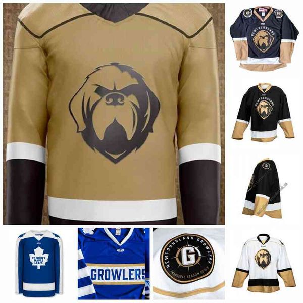 C202 Newfoundland Growlers 2021 Üçüncü ECHL St. John's Maple Leafs Geceleri Brady Ferguson Justin Brazeau Giorgio Estephan Hokey Forması Tüm