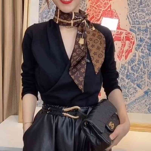 

designer silk head scarf hair band net red new silk scarf female letter oblique angle decoration hair ribbon binding bag long belt scarf wom, Blue;gray