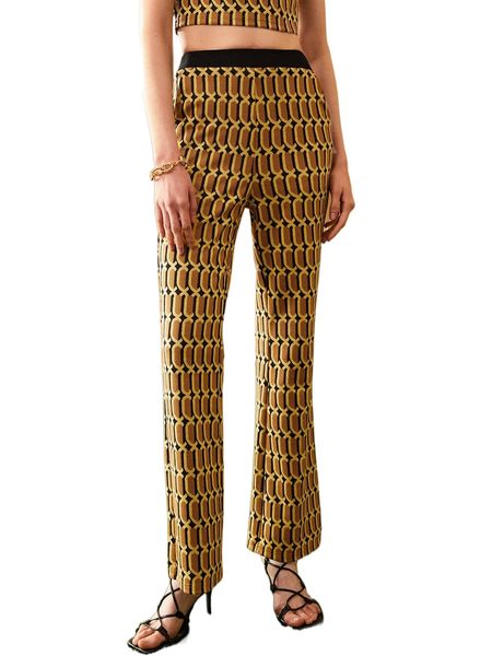 

chain print flare leg colorblock pants x1hg#, Black;white