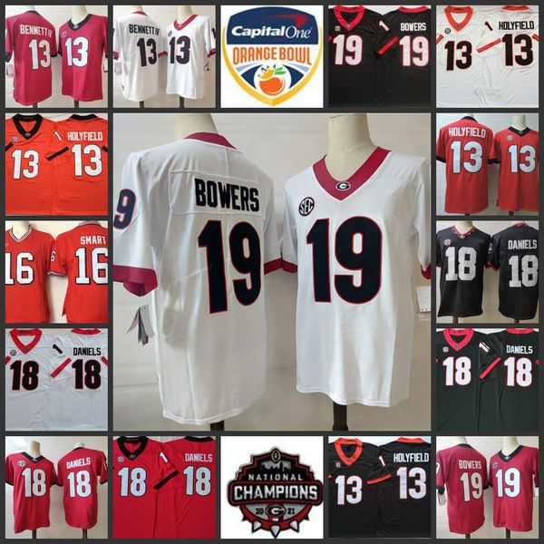 

2022 ncaa uga georgia bulldogs football jersey 19 brock bowers jerseys 18 jt daniels 16 kirby smart 13 elijah holyfield 13 stetson bennett i, Black