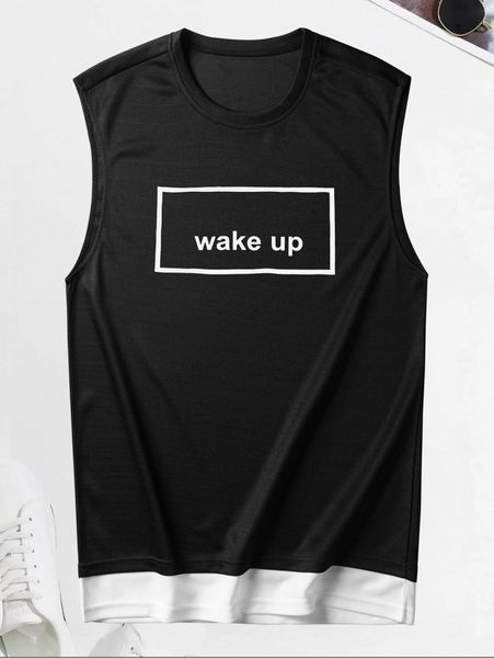 

romwe guys letter graphic tank t7v9#, White;black