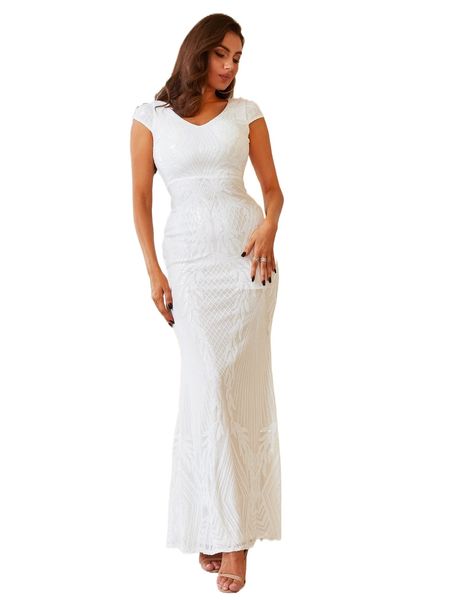 

love&lemonade zip back mermaid hem sequin formal dress s2ym#, Black;gray
