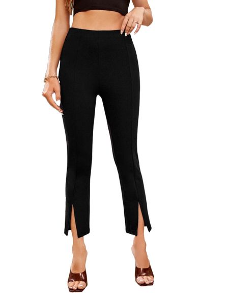 

high waist split hem pants c5ie#, Black;white