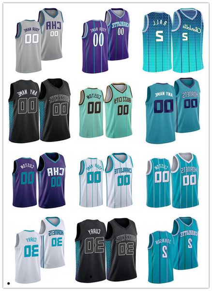

75th custom jersey charlotte''hornets''men women youth larry 2 johnson dell 30 curry muggsy 1 bogues basketball jerseys, Black;red