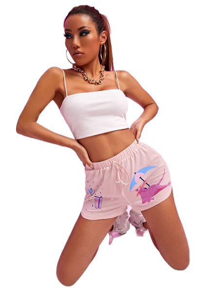

x rikibeztiki knot waist cartoon graphic shorts n8xv#, White;black