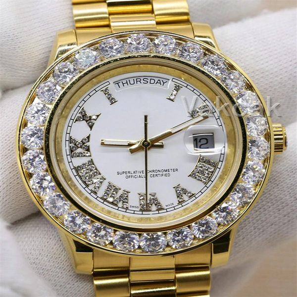 

diamonds watches a2813 18k mens president day-date diamond watch men automatic sapphire original mechanical wristwatches247m, Slivery;brown