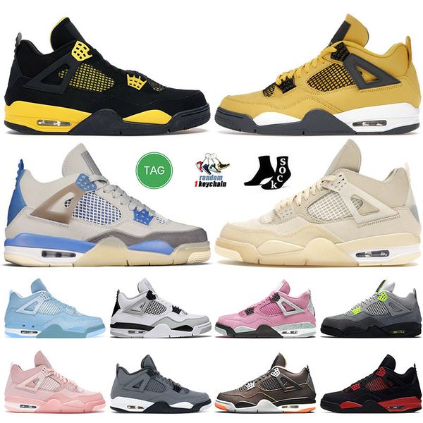 

yellow thunder 4s basketball shoes jumpman 4 lightnight ow sail military blue black cat shoe