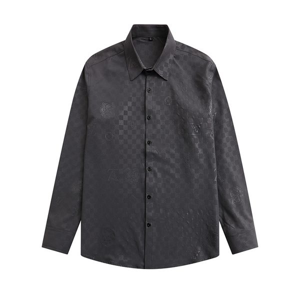 

spring autumn long sleeve designer bowling shirts men fashion geometric letter print button down dress man casual shirt plus 26gj, White;black