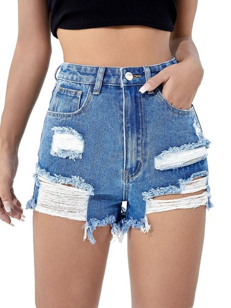 

raw hem ripped denim shorts z2lx#, White;black