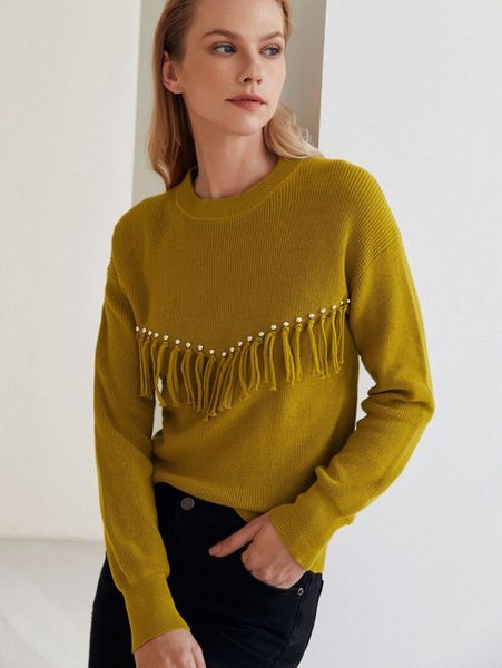 

motf premium 100% cotton tassel sweater v8ko#, White;black