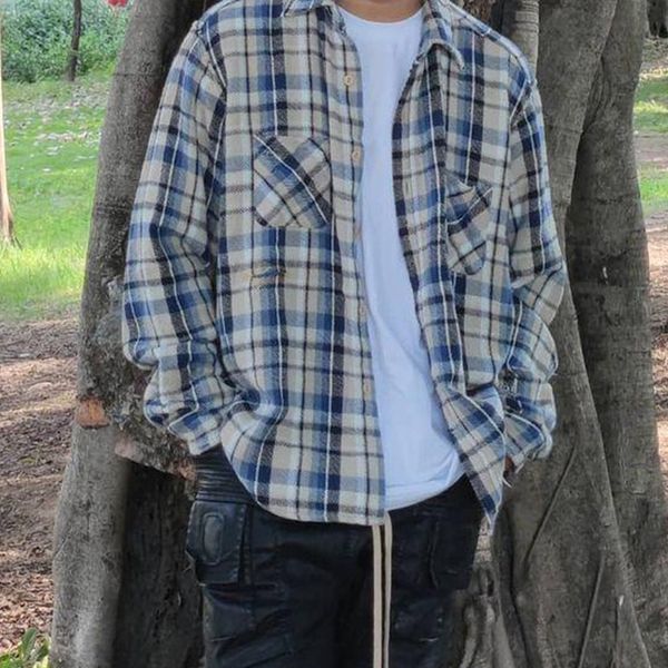 

flannel lattice broken jackets men women high street hip hop color matching shirts spring autumn coats popular casual couples jacket outwear, Black;brown