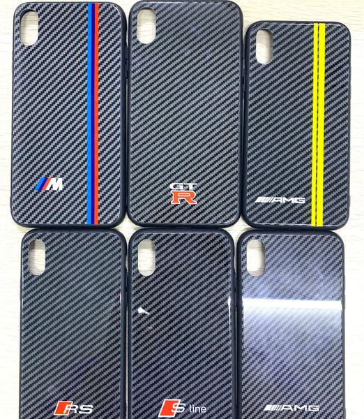 

for apple 6 7 8 11 12 13 pro max xs luxury car standard carbon fiber tempered glass shell amg car standard mobile phone protective case