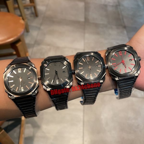 4 Stili Orologi di alta qualità 102737 102738 102581 103085 Octo Solotempo DLC A2813 Orologio da uomo automatico Quadrante nero Bracciale in PVD Orologi da polso sportivi da uomo