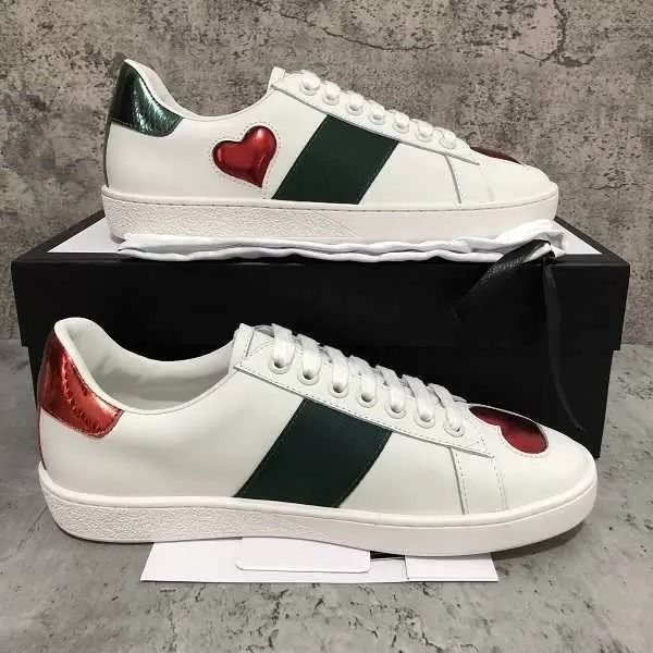 

2022 designer shoe fashion men women casual shoes lady and man chaussures leather sneakers ace bee embroidery stripes sports shoes size 35-4, Black