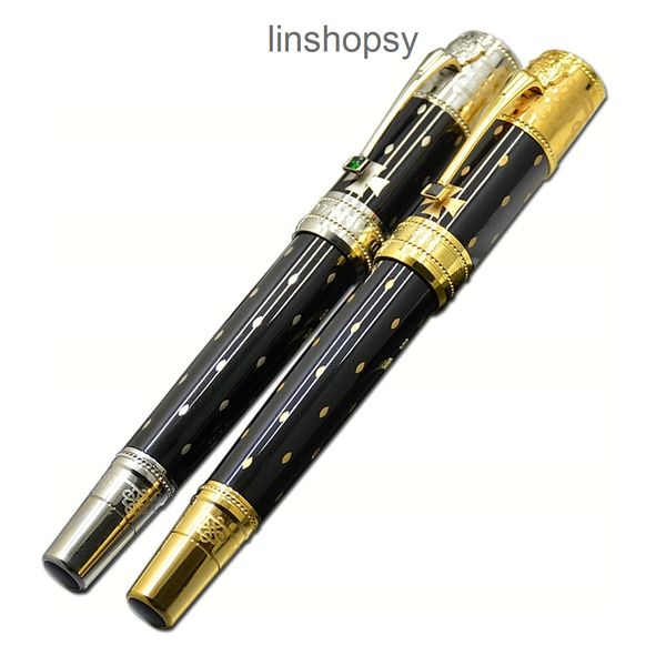 

yamalang limited edition elizabeth roller ball pens black and golden silver engrave fountain pen with diamond inlay cap business office