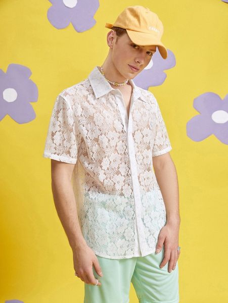 

men random floral lace shirt without tee y3q3#, White;black