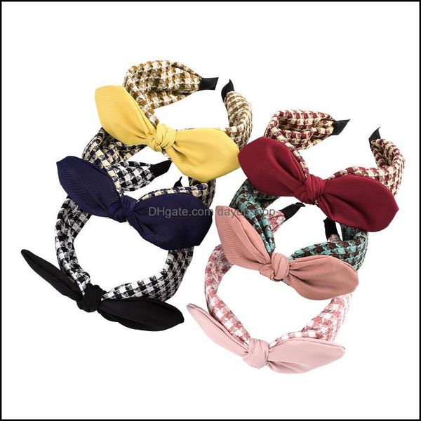 

headbands hair jewelry mti-color plaid hoop solid color bow cute and playf tiaras for girls kawaii ornament acce dhyt5, Silver