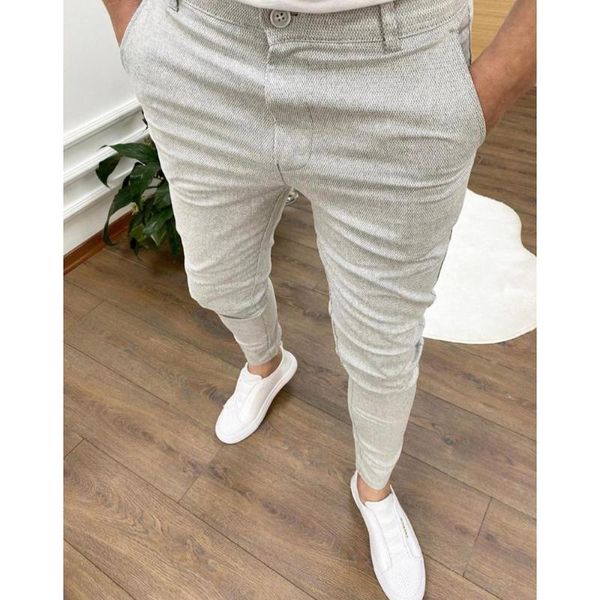 

fashionable casual pants for men slim-fit zipper trousers plain plus size 3xl 4xl daily work streetwear slacks aa, Black