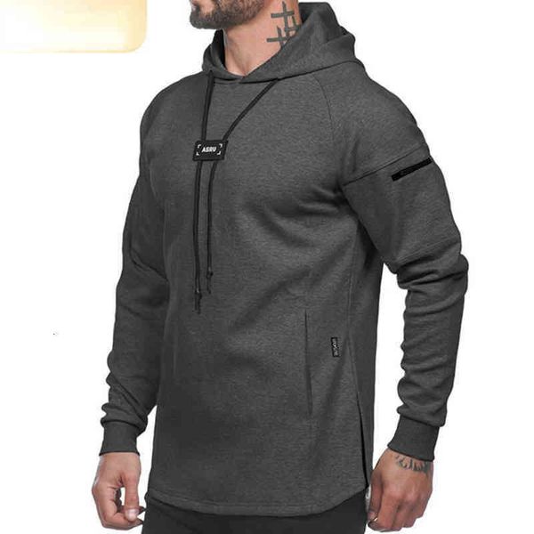 

asrv autumn hoodie men's fashion brand slim fit pullover hoodies youth solid color trend long sleeved sweater sports minimalist trend d, Black