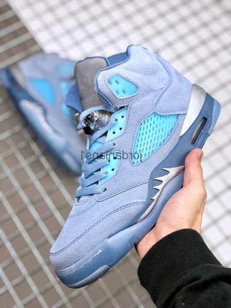 

designer shoes mens basketball jumpman 5s high unc blue colorway 3m reflective tongue sneaker size us7-13 double boxes