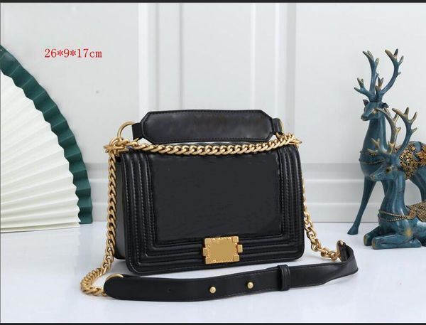 

designer custom luxury brand bag channel 2022 handbag gold chain slant shoulder black pink