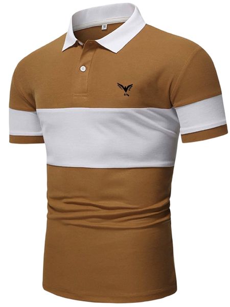 

men bird print colorblock polo shirt 63pd#, White;black