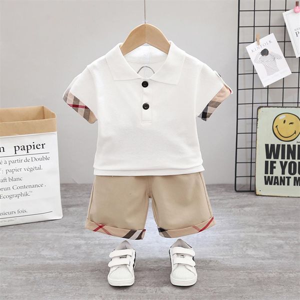 

2pcs boys summer clothes sets children fashion shirts shorts outfits for baby boy toddler tracksuits for 0-5 years258e, White