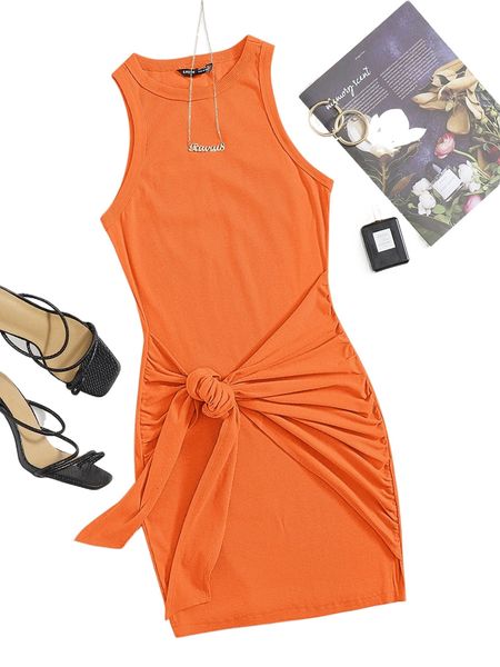 

ruched tie front solid bodycon dress k5tg#, Black;gray