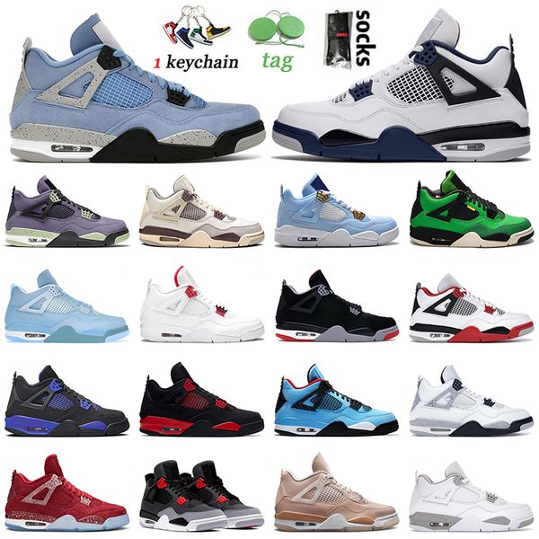 

2022 high jumpman 4 4s basketball shoes jorden og sneakers university blue midnight navy game bred fire red thunder infrared mens women jord