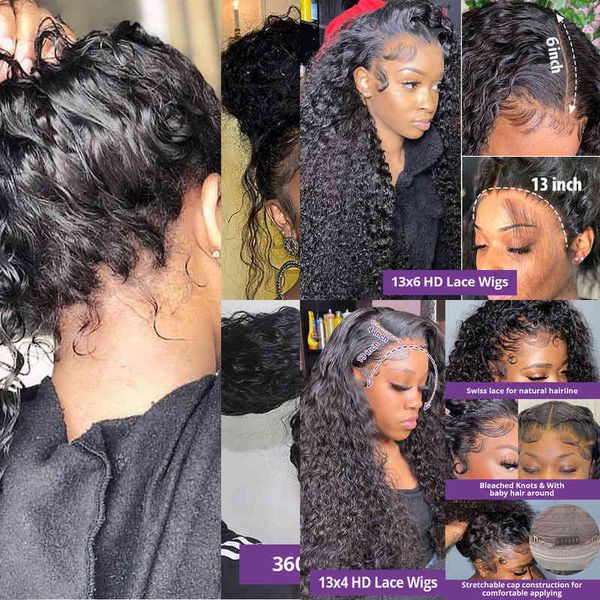 

nxy wigs 13x4 deep wave frontal brazilian curly full lace human hair for women bob 13x6 hd front water 360