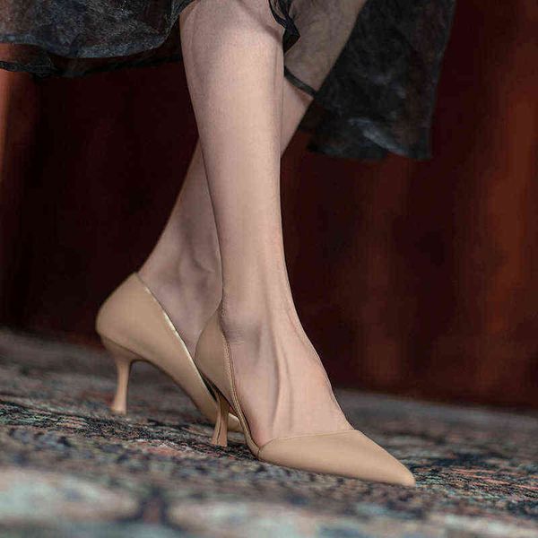 

dress shoes thin temperament women 2022 spring new stiletto pump french be toe nude party high heels simple 220714, Black