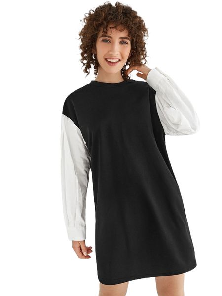 

two tone tee dress k2zp#, Black;gray