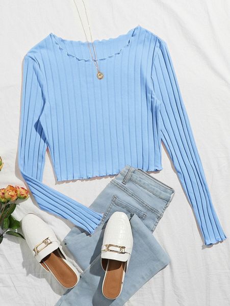 

lettuce trim rib-knit tee s9jg#, White
