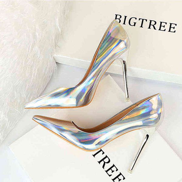 

dress shoes metal heel with high heeled shiny patent leather shallow mouth pointed nightclub was thin heels wedding banquet 220503, Black