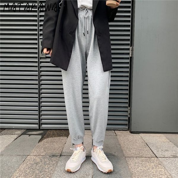 

harem pants women korea elastic waist tie candy color casual sweatpants pantalones mujer cintura alta 210506, Black;white