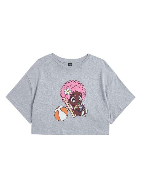 

x mvtrtk cartoon figure graphic drop shoulder crop tee 58et#, White