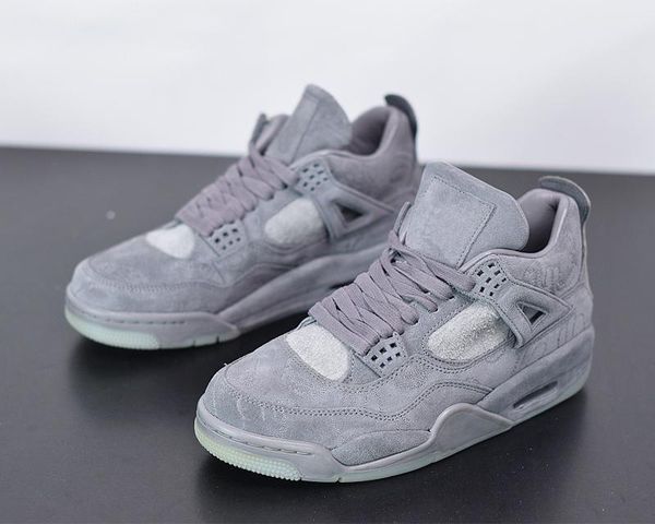 

mens shoes jumpman 4 iv 4s kaw]s grey retro basketball shoe sports sneakers color cool grey/white colorway size 36-47.5