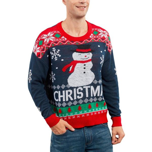 Maglioni maschili maglione da uomo natalizio per feste natalizie indossa cartone animato stampato casual morbido caloroso maglieria ploro ploro di Natale costumi di Natale