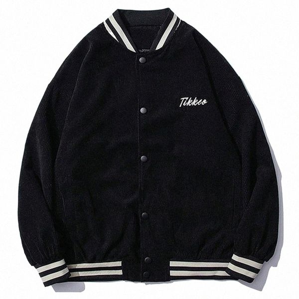 

men's jackets retro streetwear corduroy baseball jacket coat men harajuku solid color bomber casual outwear varsity p9kn#, Black;brown